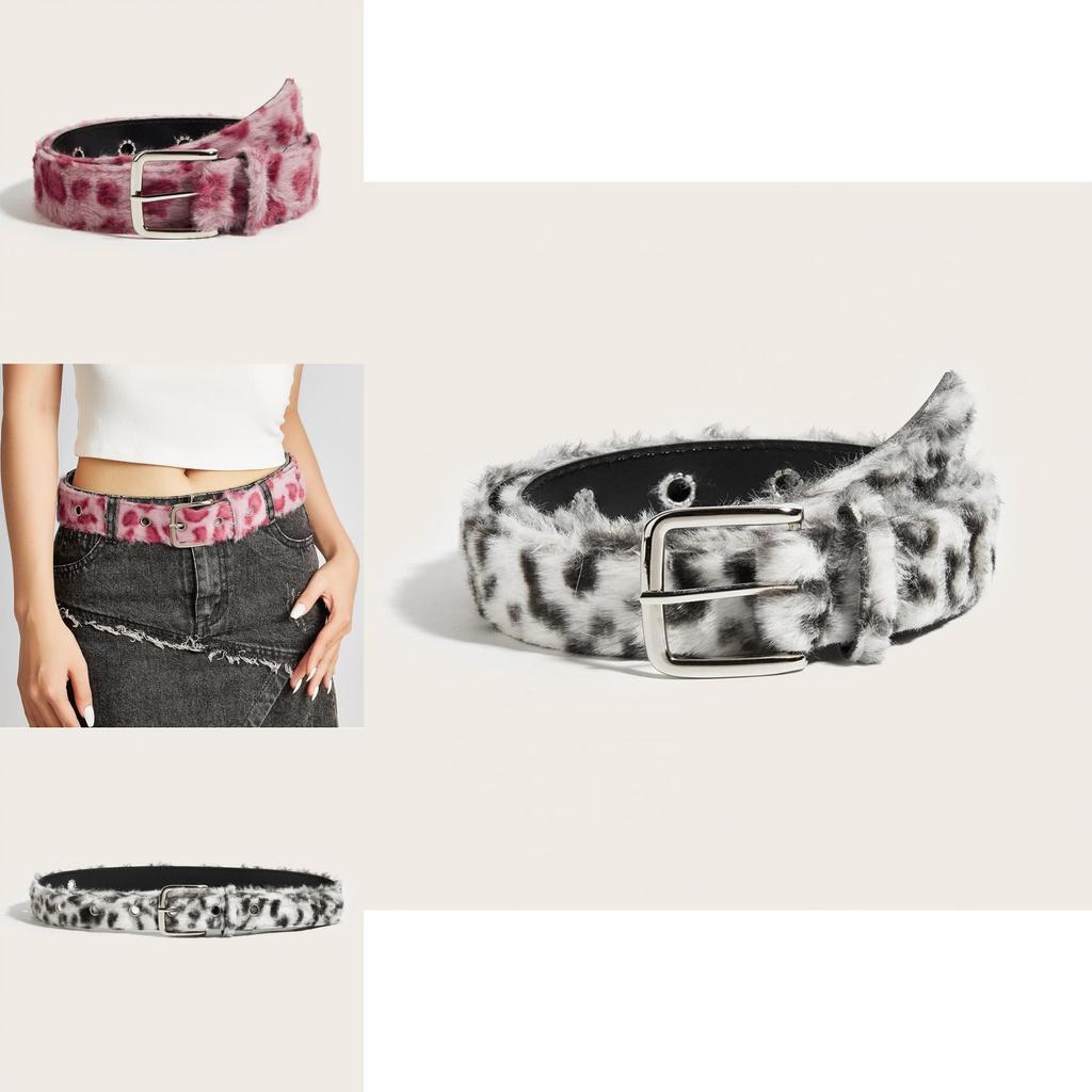 Leopard Print Belt With Gold Alloy Buckle For Womens Fashion And Casual Wear