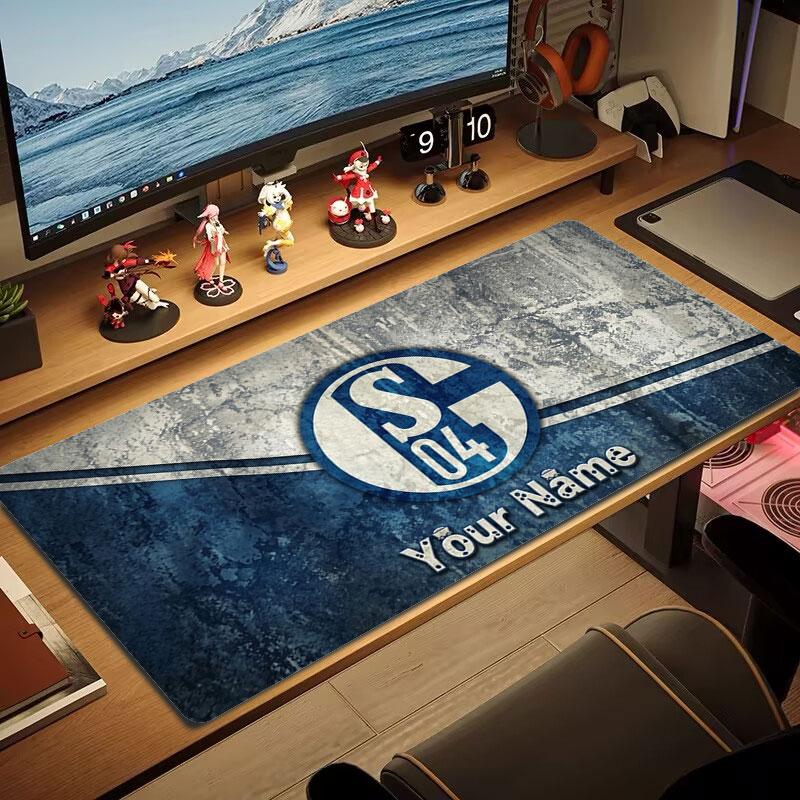 FC Schalke 04 Custom Name Large Size Mouse Pad Large Gaming Table Cushion Non-slip Laptop Tablet Big Mousepad XXL Mat Mini PC Playmat With Lock Edge