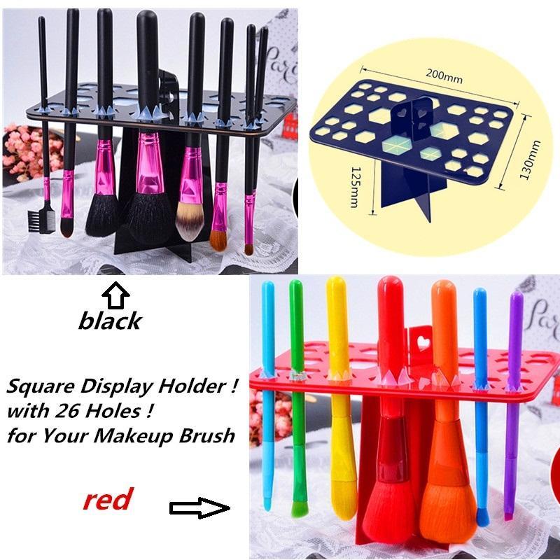 

Black Red Square Makeup Brush Display Holder with 26 Holes