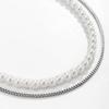 Trendy Hip-Hop Style Geometric Box Chain Layered Imitation Pearl Double Layer Necklace Fashionable Personality Men's Necklace