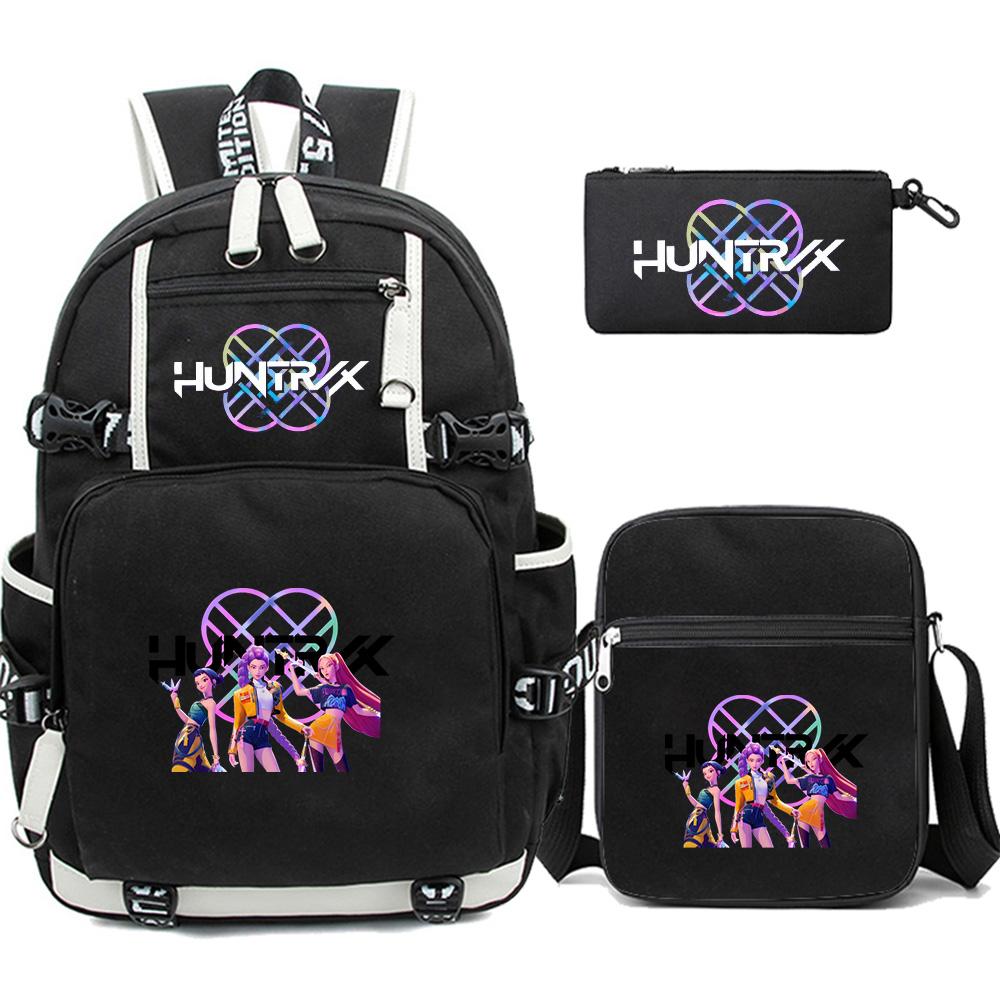 3Pcs/set K-pop Printed Backpack with Pengcil Case Shoulder Bag for Teenager Girl Boy Bookbag Large Capacity Waterproof Travel Bag Kid Gift Mochila