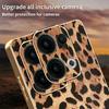 For Oppo Reno13 5G (Global) Case Leopard Print PU Leather Coated PC+TPU Electroplating Phone Cover
