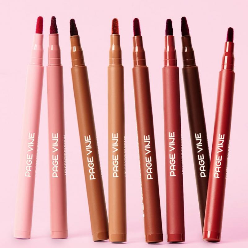 PAGE VINE Matita Contorno Labbra in Velluto Impermeabile Anti-Macchia Lunga Tenuta Rossetto Che Cambia Colore Per Tutti i Tipi di Pelle