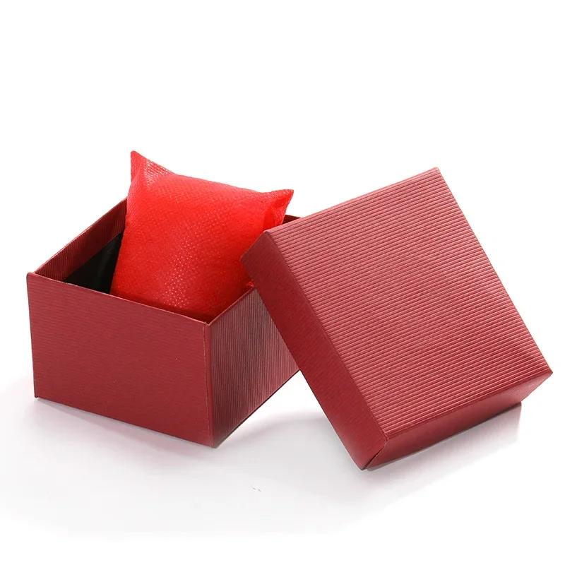 

Watch Gift Box with Pillow Paper Wristwatch Display Case Organizer for Men Women Watch Storage Box Watch Holder Jewellry Boxes червоний