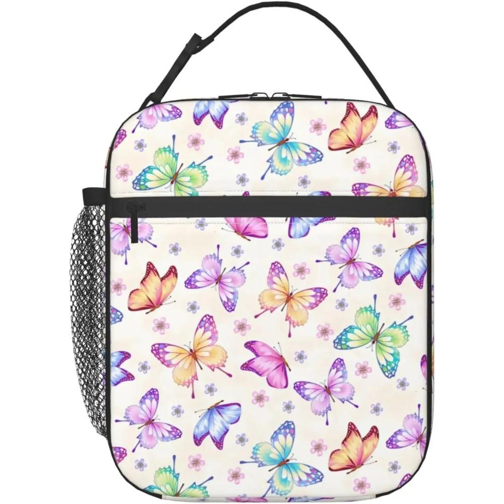 Lunchtasche Schwarz Weiße Katze Isolierte Lunchbox Damen mit Schultergurt, Thermische Wiederverwendbare Arbeits-Lunch-Kühltasche