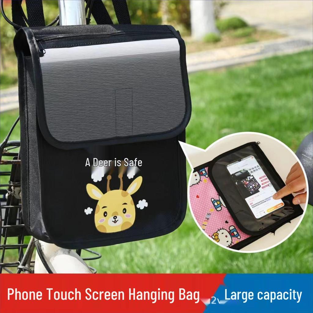 Waterproof Large-Capacity Electric Vehicle Front Bag with Touchscreen Phone Pocket for Scooters & Bicycles