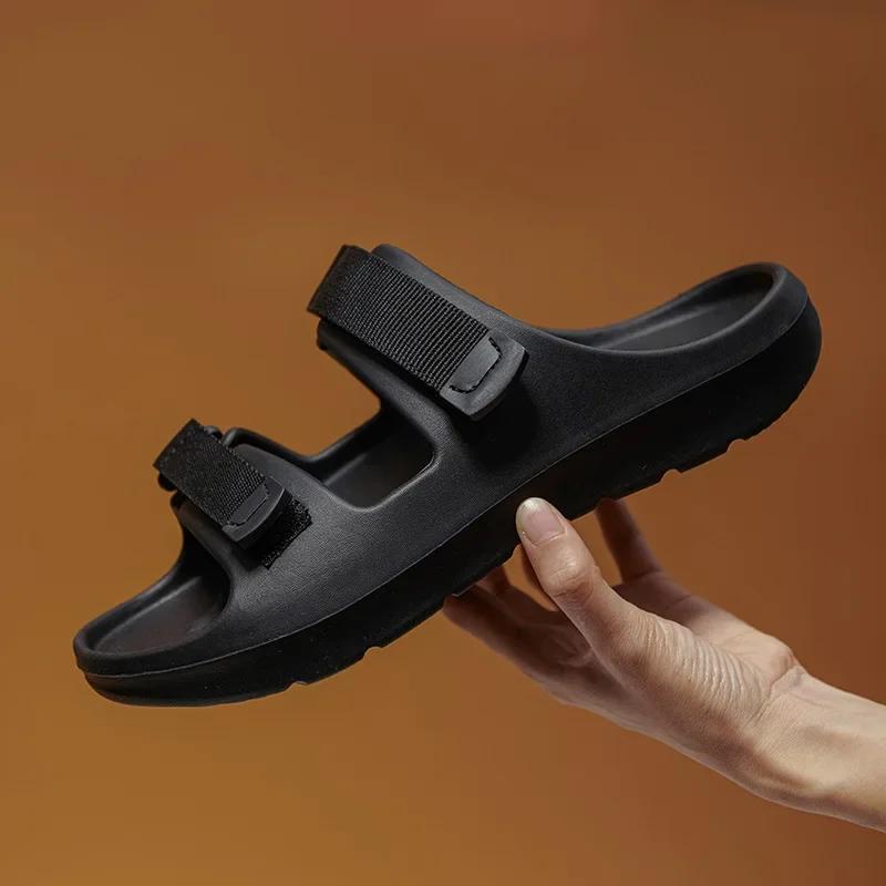 Men Slippers Trend Male Summer New Outdoor Beach Casual Soft Sole Sandals Fashion Women Indoor Home Couple Non-slip Slides2024
