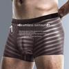 Men's Ice Silk Breathable Boxer Briefs: Antibacterial, Lightweight, Striped Summer Underwear.