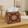 1pc Vintage Baroque Luxury Tissue Holder Featuring an Elaborate Red And Golden Frame Design - a Fabric Napkin Storage Organizer Suitable for The Kitch