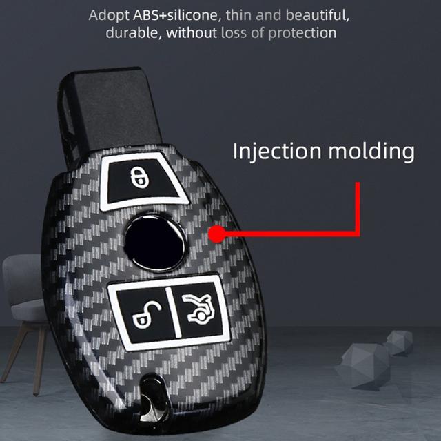 Kolfiberplast Bilnyckelfodral Skydd för Mercedes Benz A B C E G-klass C200 C300 E350 W205 E260L GLK A45 AMG BGA Tillbehör