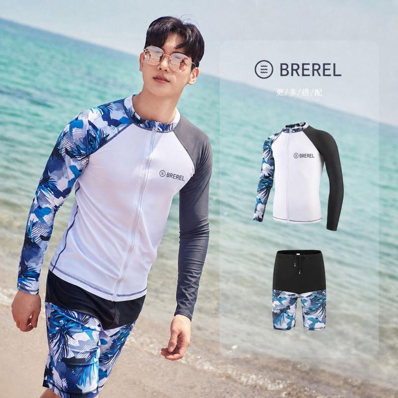 Heren UPF 50 Rash Guard Lange Mouw Zwemshirt Met Rits Korte Broek Of Lange Broek Sneldrogend Snorkelen Surfen Duiken Pak