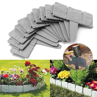 5/10/20Pcs Plastic Garden Edging Stone Look Border Decorative Flower Bed Fence for Landscaping Lawn Stakes Garden