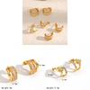 Light Luxury Geometric Stainless Steel Earrings With Zirconia For Women