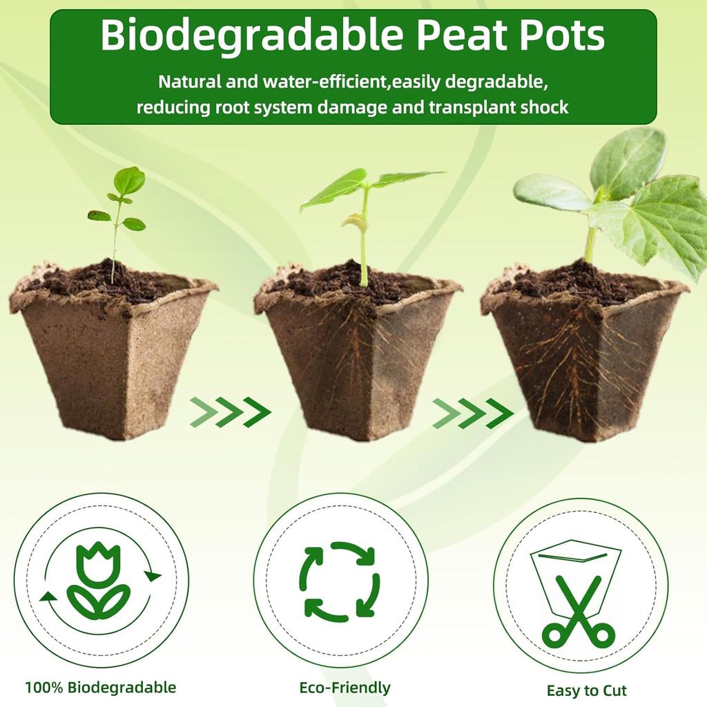 Seed Starter Tray,20 Pack Biodegradable Peat Pots for Seedlings,240 Cells Seed Starter Pots Germination Seedling Trays,Organic Seed Starting Trays