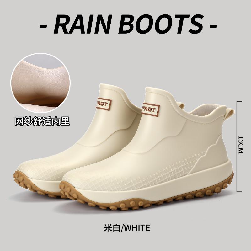 Short rain shoes couple men and women waterproof shoes non-slip rain boots wear-resistant students hiking cycling water boots outdoor wear warm