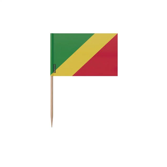 Cure-dents - Multicolore - Drapeau République Du Congo - 12 Cm - 100 Pièces - Plastique Adhésif