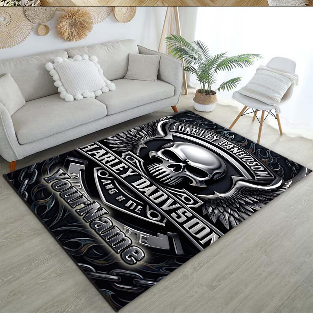 Harley-davidson Motorcycles Customized Name Area Rug Suitable for Living Rooms Bedrooms Balcony Playrooms Antislip Carpet Decorate Offices