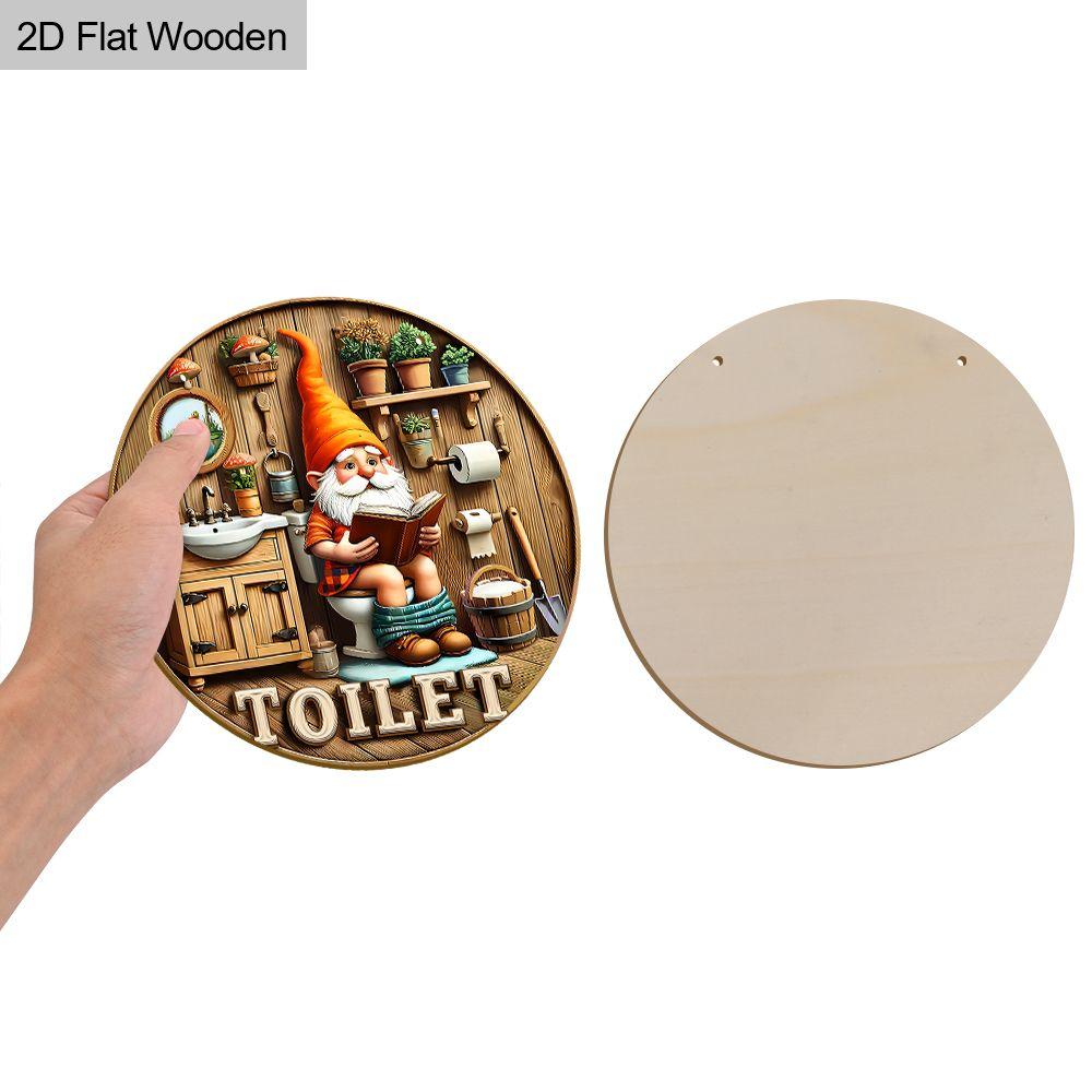 Interesting toilet decoration, wooden hanging decorative signs, bathroom wall or door decoration, 2D graphic products, housewarming gifts for friends