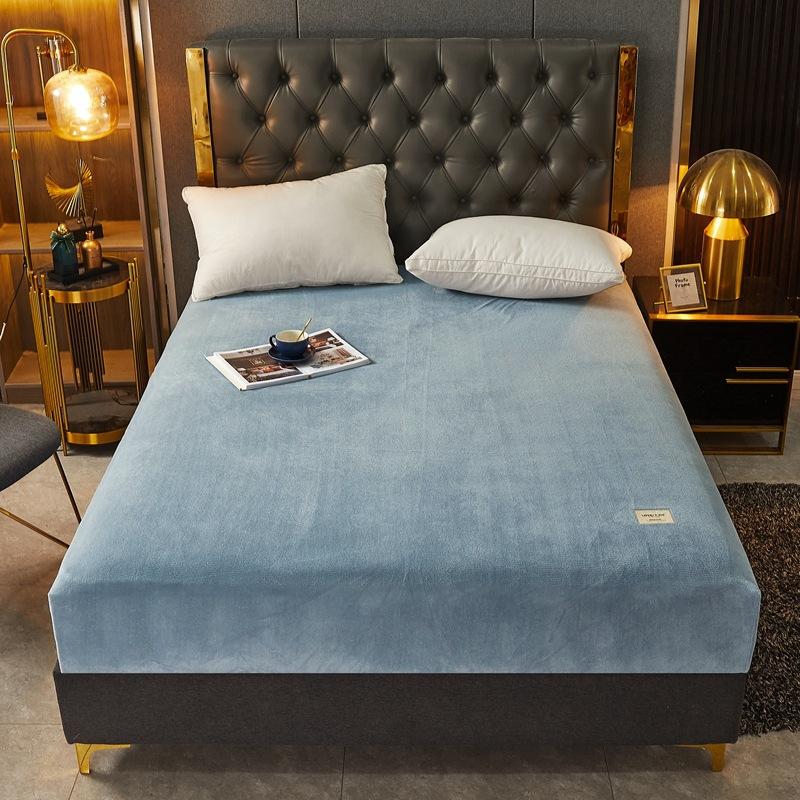 Winter Milk Fleece Fitted Sheet, Ultra Soft & Warm Mattress Protector Cover, Deep Pocket Non-Slip Bed Sheet