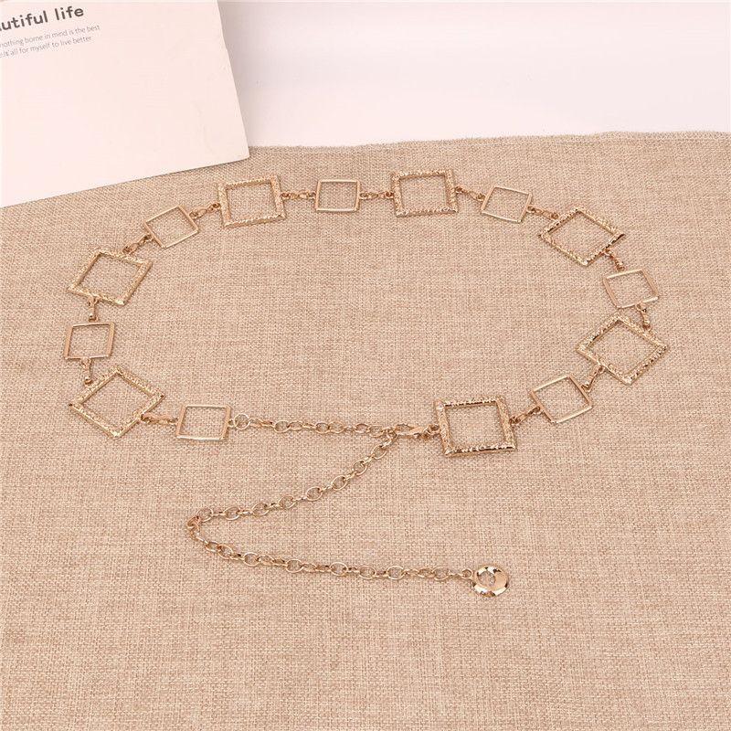 Gold Elegant Quadrilateral Waist Chain For Women Fashionable Accessory For Dresses