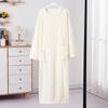 Fashion Winter Women Nightgowns Jacquard Dress Night Dress Loose Solid Color Thickened Flannel Sleepwear Home Clothes