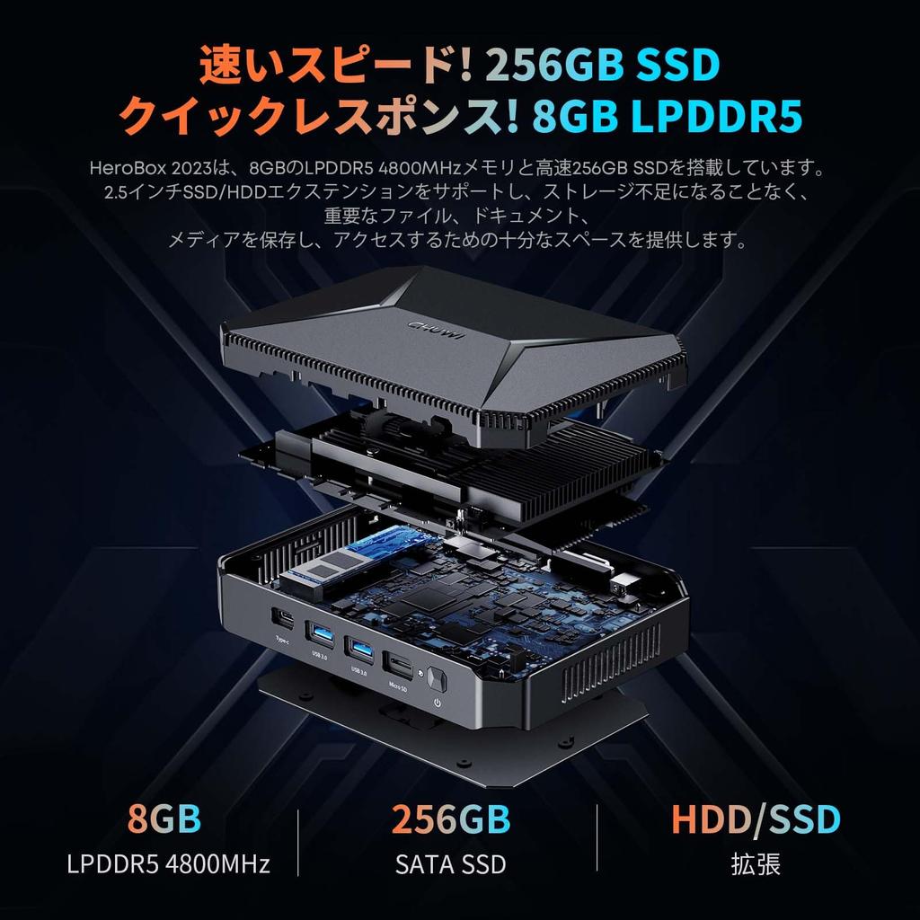 Mini-PC N100 neueste Alder-Serie max Windows11 DDR5 SSD CHUWI HeroBox 2023 Mini-PC Kleiner PC Highspeed-WLAN 6 BT USB Silent Mini-PC Kleiner PC Leiser