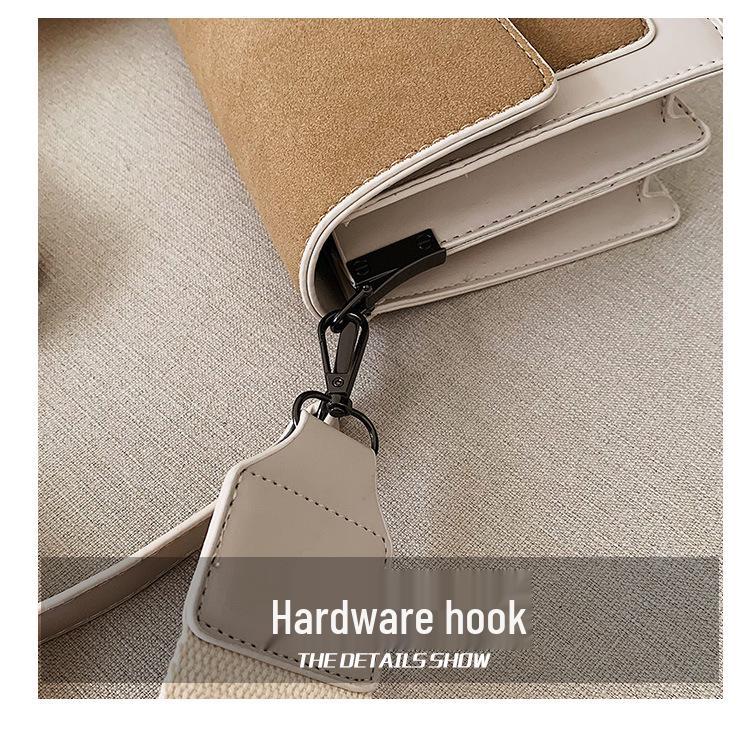 Yuezi Chic Damen 2025 Koreanischer Stil Kleine Quadratische Umhängetasche mit Breitem Riemen