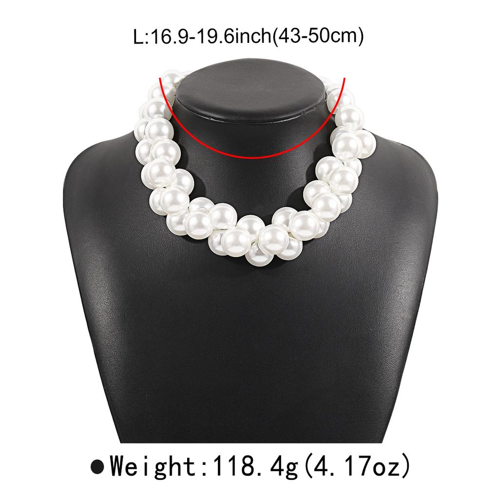 Tooxika Baroque Faux Pearl Necklace Exaggerated Large Pearl Temperament Choker Collarbone Chain