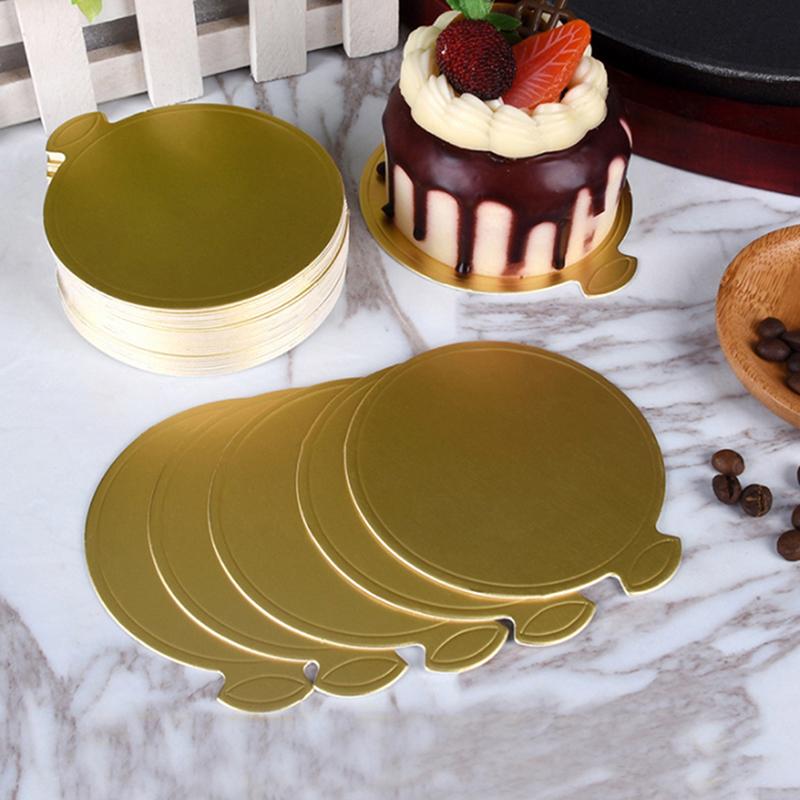 100Pcs/Set Round Cake Board Mousse Pad Card Dessert Baking Pastry Display Tray