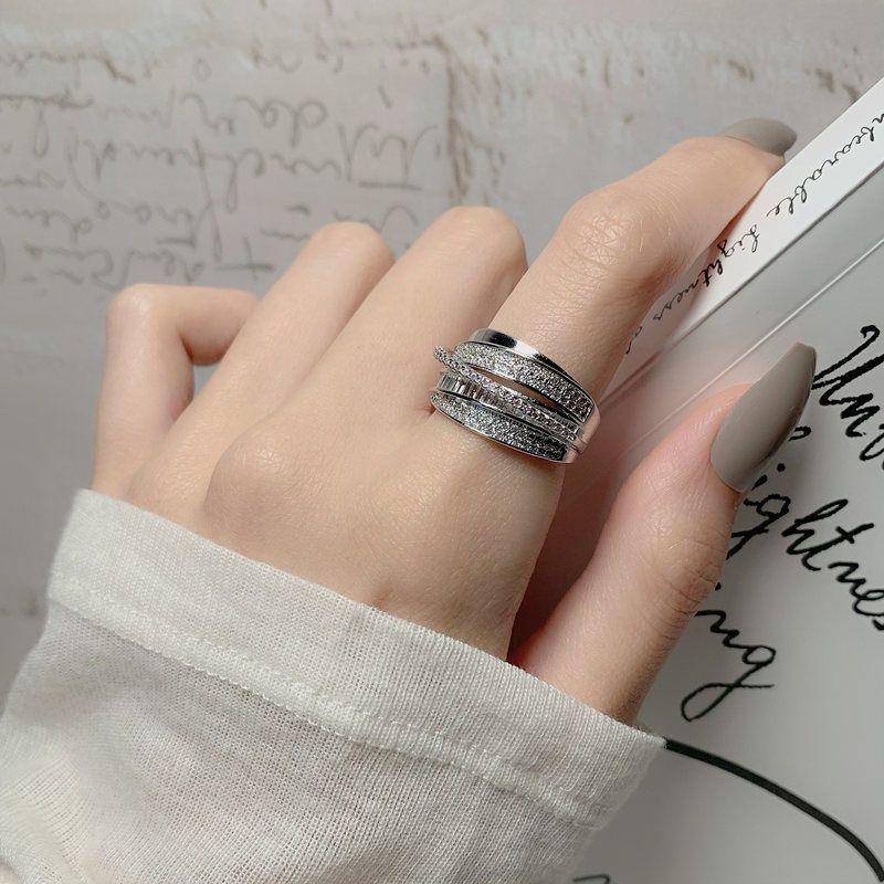 Elegant Rhinestone Zirconia Multi-layer Index Finger Ring for Women – Adjustable Designer Style