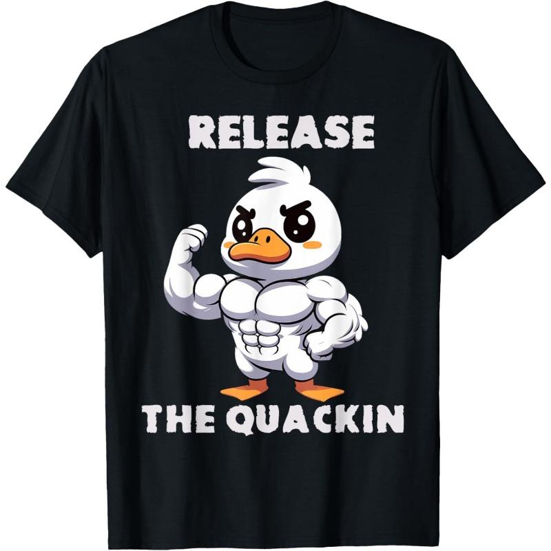 Выпуск The Quackin Duck Gym Тяжелая атлетика Бодибилдер Футболка Графические футболки Мужская одежда Уличная одежда Футболки S