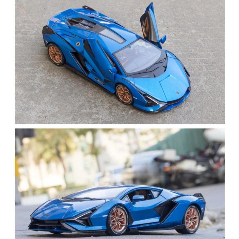 1/18 Lambor Car Model Alloy Diecast Boys Toy SIAN FKP37 Supercar High Simulation 4 Door Opened with Light Collections Kids Toy