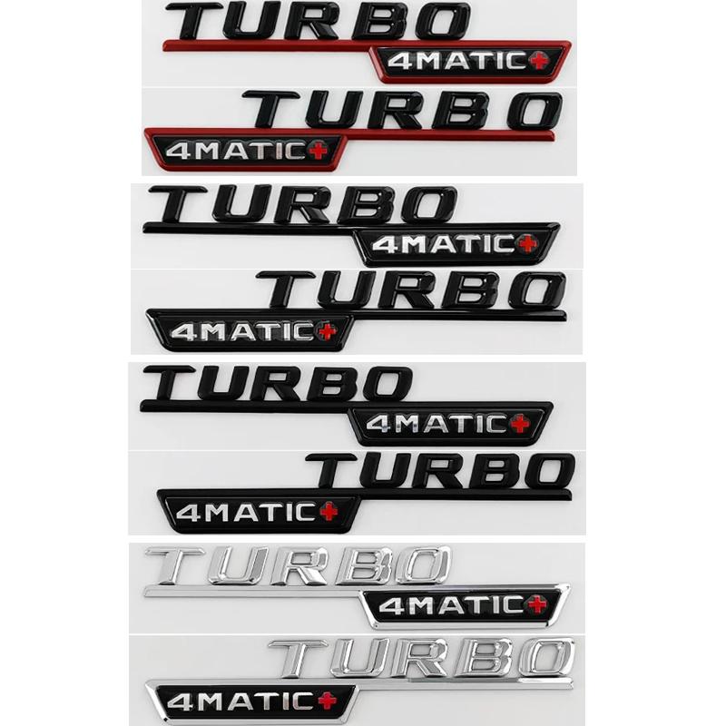 

TURBO 4MATIC Plus Car Emblem Side Fender Badge Sticker Logo For Mercedes Benz AMG X247 C117 W117 GLE53 GLA45 A45 A35 CLA35 CLA45 Gloss Black (2pcs)