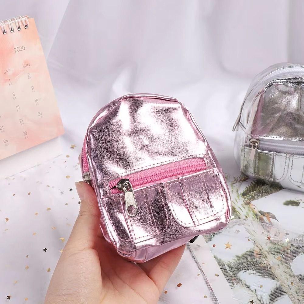 PU Glitter Doll Backpack Pink Silver Mini Knapsack 18inches Doll Backpack  Dolls Accessories