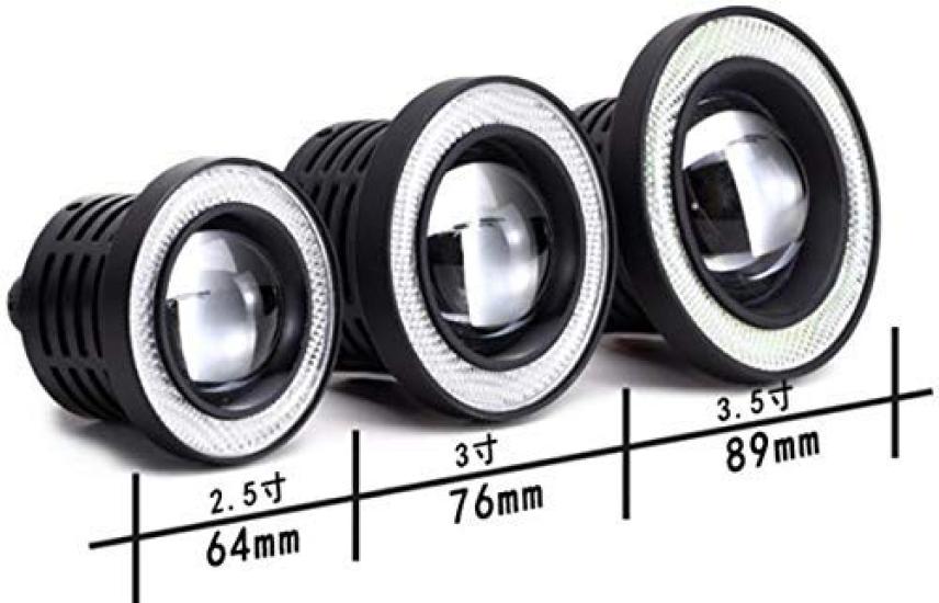 Kstyle White LED Fog Lights with Squid Universal High Set of 2 2.5" Rings, Fit, White, 30W, Performance, COB, Waterproof, (2.5"-64mm)