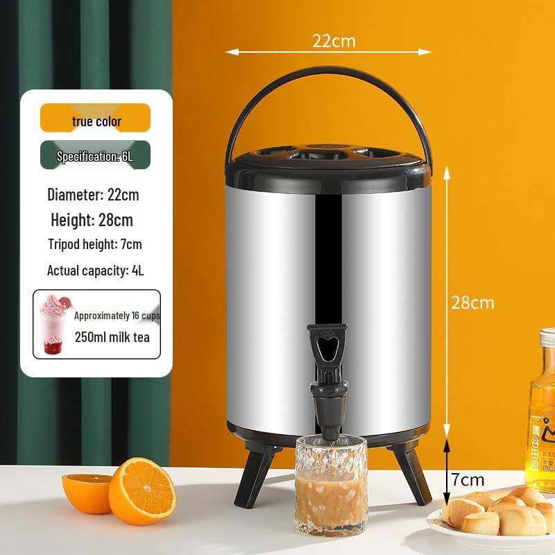 

Stainless Steel Double-Layer Insulated Milk Tea Bucket for Hot/Cold Beverages, Large Capacity, Ideal for Street Stalls and Commercial Use.
