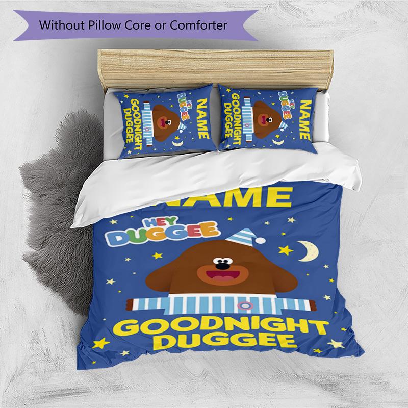 3pcs Hey Duggee2 Cover Set - Personalized Name, HD Printed Bedding with 1 Cover and 2 Pillowcases - Perfect for Home Decor, Easy Care