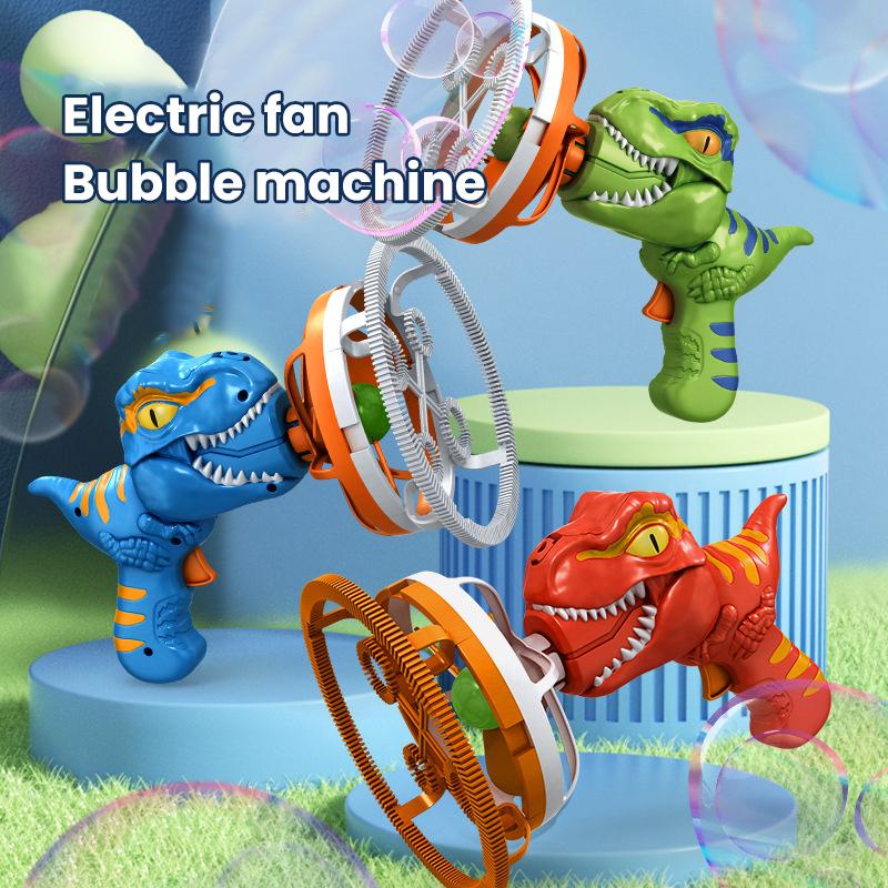 Automatic Dinosaur Bubble Gun Electric Soap Bubble Blowing Hand-Held Fan Soap Machine Outdoor Kid Toy Children Birthday Gift