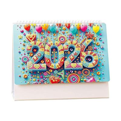 2026 DIY Diamond Painting 13-Page Desk Calendar with Cartoon Designs