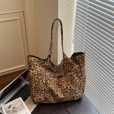 Große Stoff-Leopard-Tragetasche für Damen Shopper Einkaufstaschen Schultertaschen 2025 Winter Designer Luxusmarke Einfache Handtaschen