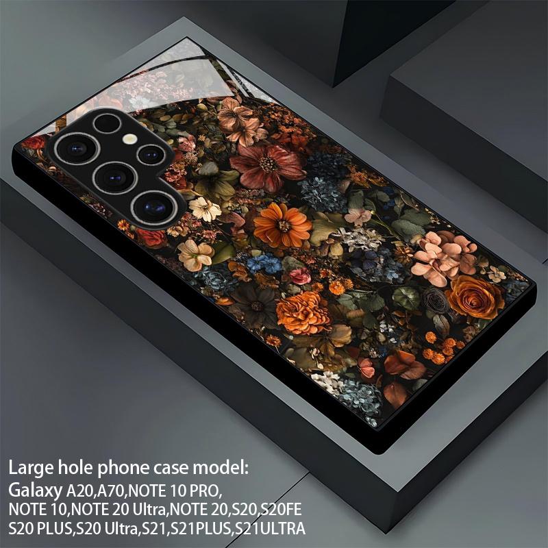 Retro Floral Pattern 2D Phone Case for Samsung S26 S25 S24 S23 S22 S21 S20 A55 A54 A53 Tempered Glass Protective Cover