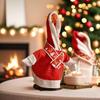 Christmas Goose Outfit Set Santa Dress Clothes with Scarf for 23" High Cement or Plastic Goose Statue Porch Goose Costume for Outdoor Yard Lawn Garden