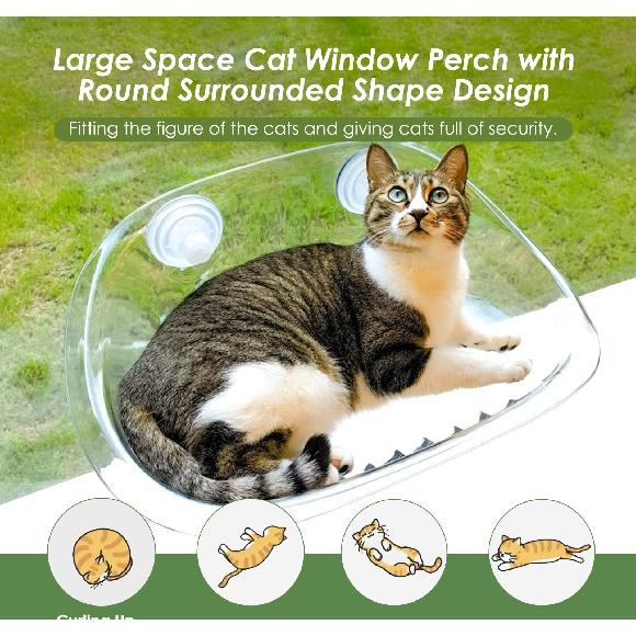 Suspended Cat Hammock Window Glass Summer Suction Cup Hanging Sun-Drying Artifact Cat Hammock Chamfer Cat Nest