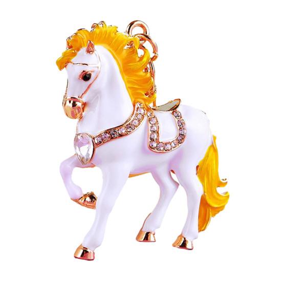 Horse Keychain Sparkling Rhinestone Keyring with Sparkling Rhinestones Inlaid Decorative Good Fortune Key Chain Holiday Accessory