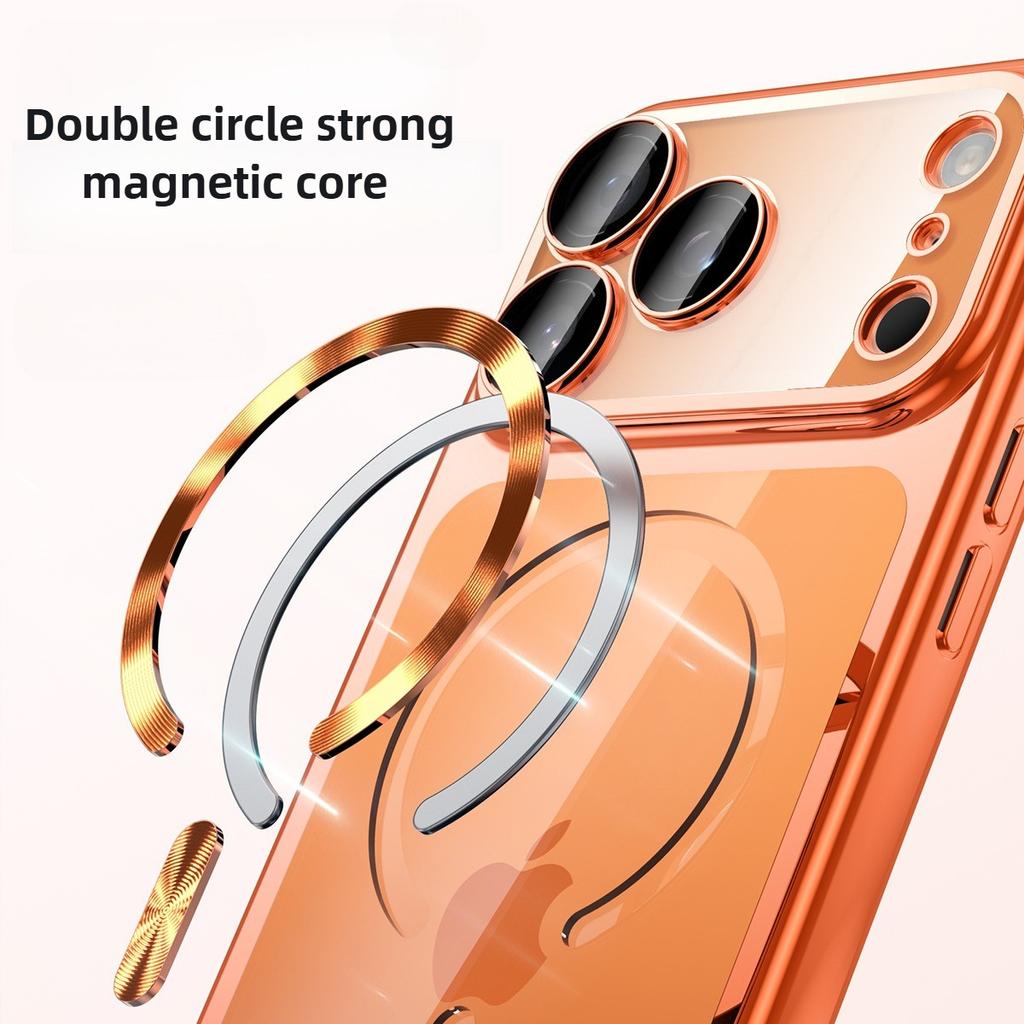 New Plating Clear Lens Protector Magsafe Phone Case For iPhone 17 Pro Max 16 15 14 13 12 Pro Max 17Pro 17Air Magnetic Soft Cover