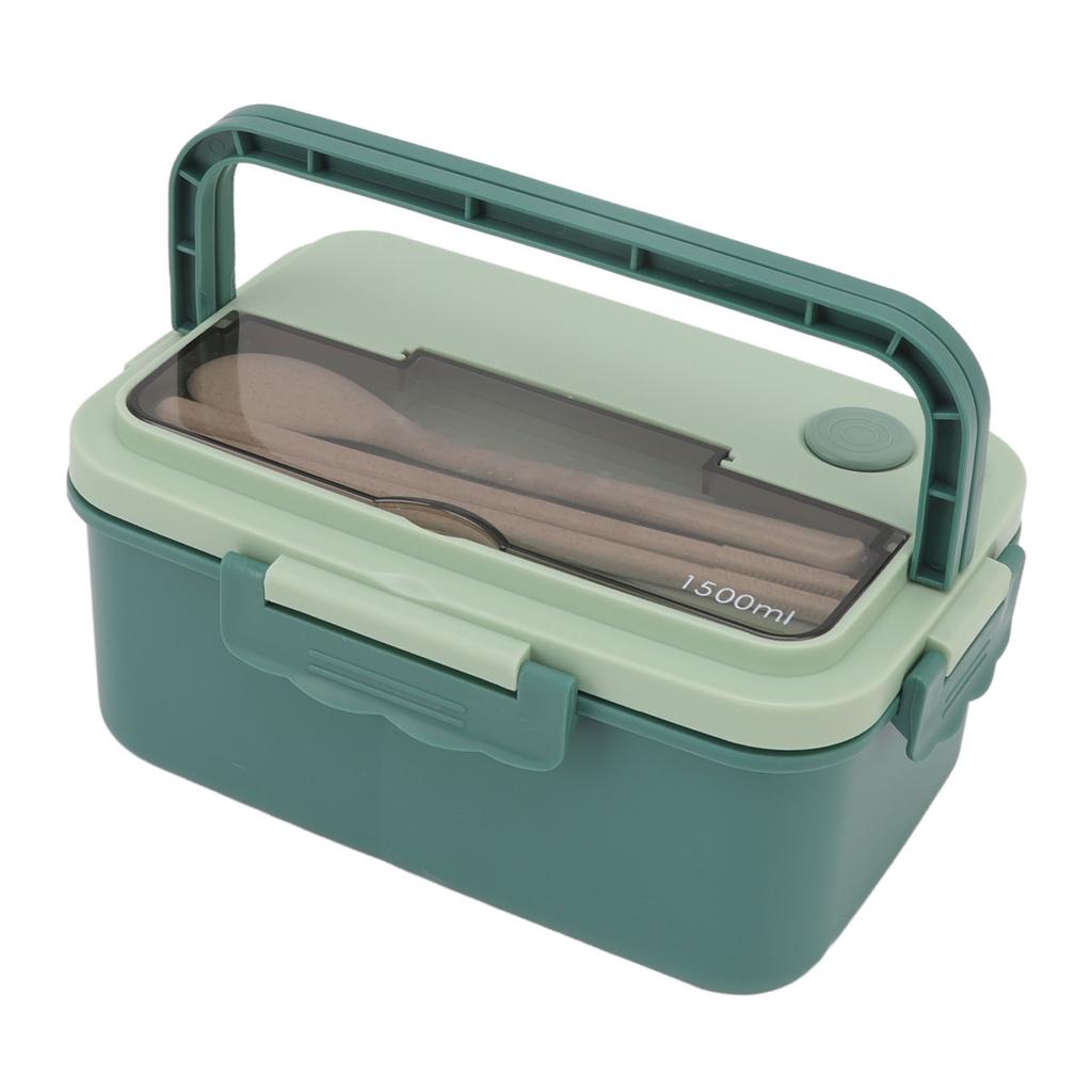 1500ml Lunchbox Hitzebeständige Plastik Bento Box Tragbare Lunchbehälter mit Essstäbchen Löffel für Studenten