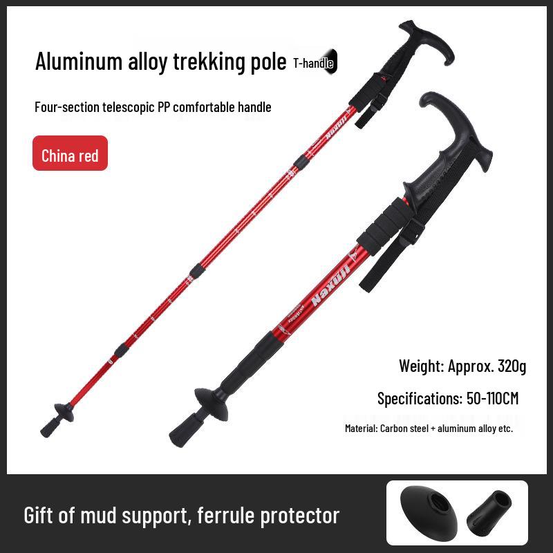 Anti-Slip Aluminum Alloy Telescopic Trekking Stick for Hiking & Walking
