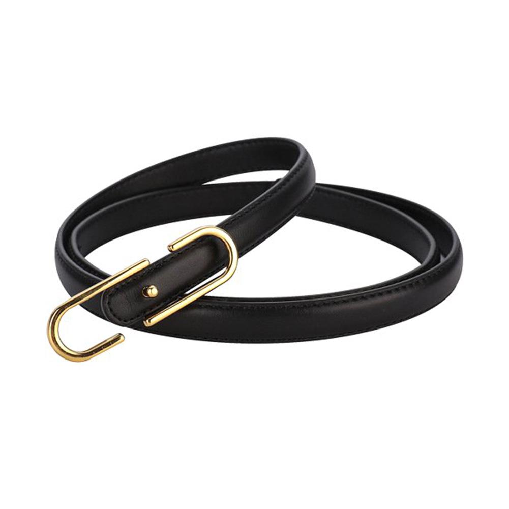 

Genuine Leather Thin Belt Women s Vintage Minimalist Style Belt Metal Plate Buckle Women s Belt 105CM