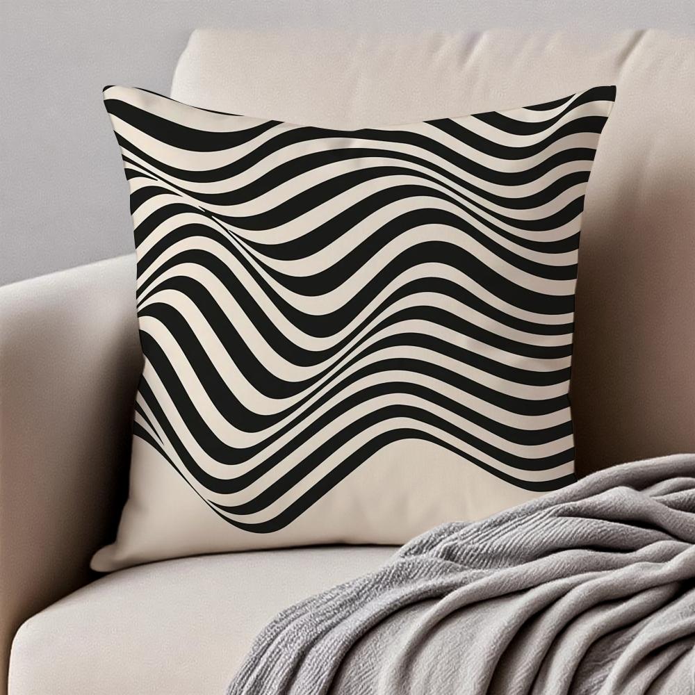 Reduced geometry Cushion Cover Pillowcase Antidustmite Invisible Zipper Short Plush Sofa Cushion
