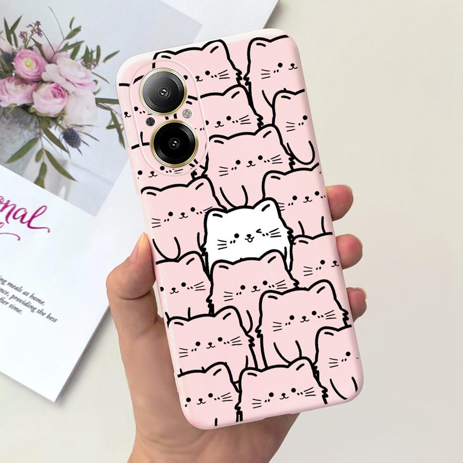 Hülle Für Oppo Realme C67 4G RMX389 Handyhüllen Schwarze Katze Mondnacht Weiches Silikon Stoßfeste Rückabdeckung Für RealmeC67 4G Funda